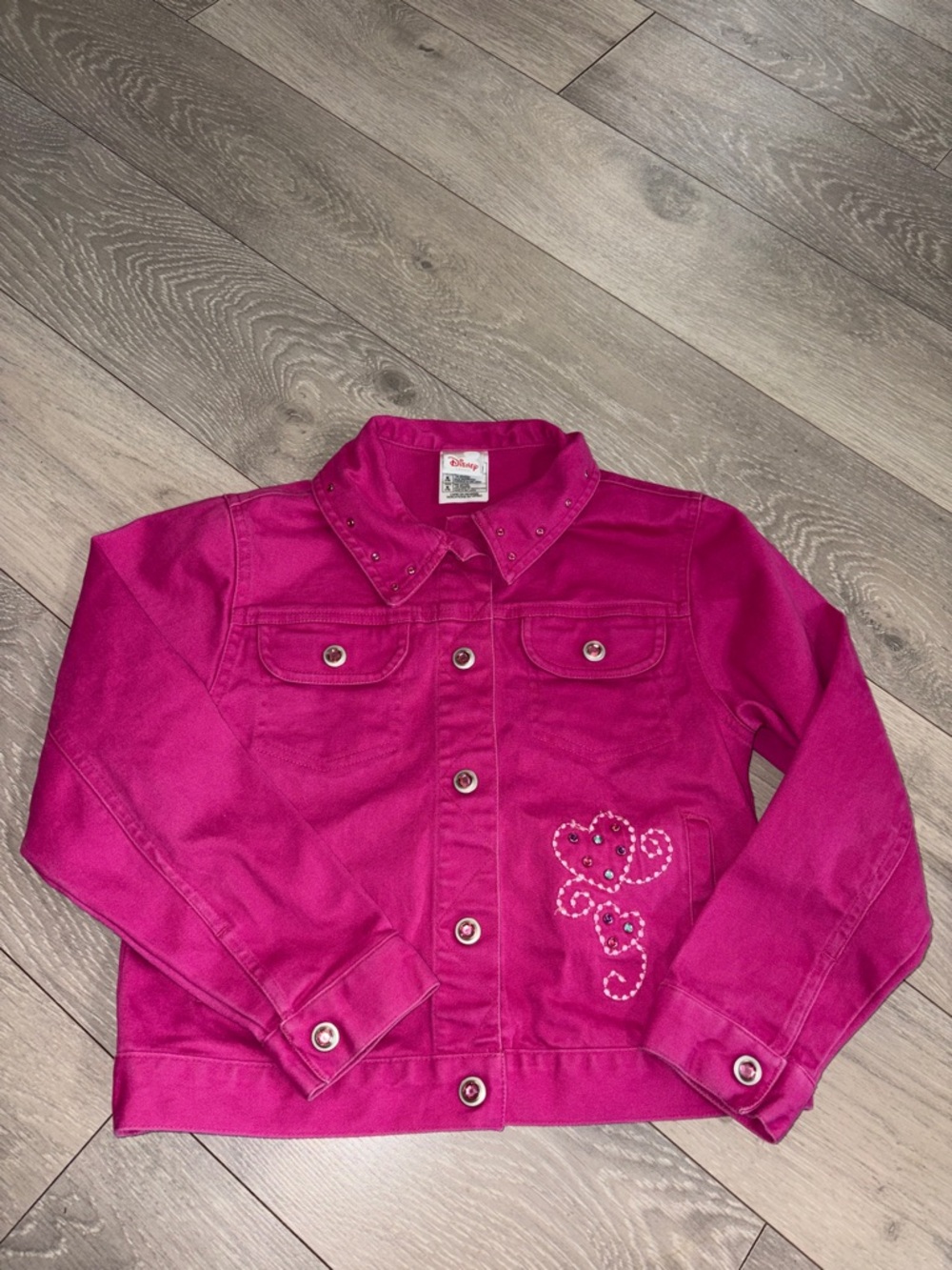 Disney Fuchsia Denim Jacket with Heart Embellishments